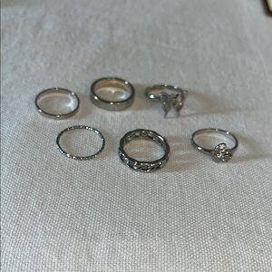 Elegant Silver Ring Set (6 pieces)